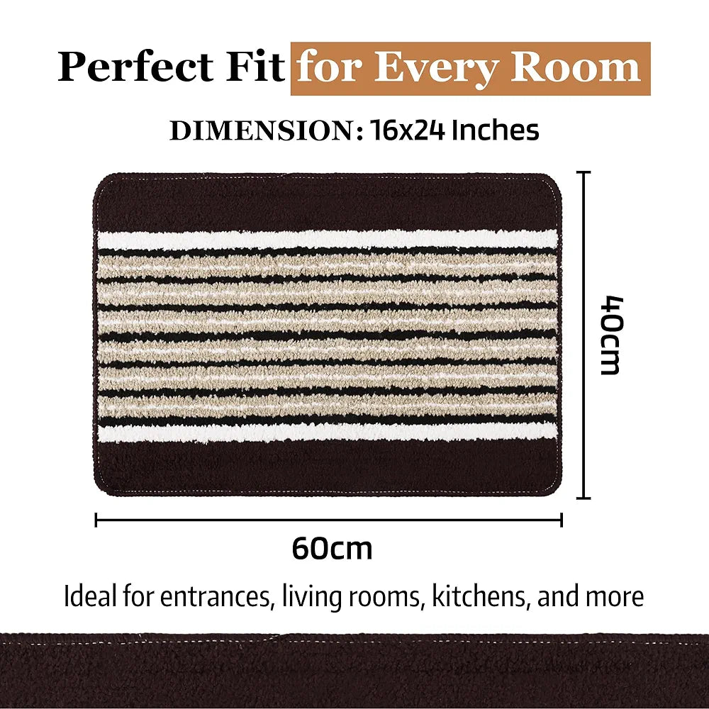 Kuber Industries 16x24 Inch Anti-Skid Water-Absorbent Door Mats for Home | Durable Main Entrance Footmats for Bathroom, Living Room & Office | Micro New Wings Lining - Brown
